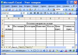 Таблицы excel 