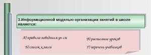 информационной моделью организации занятий в школе является